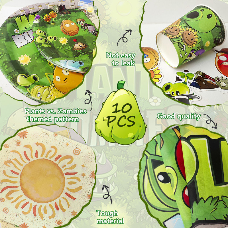 Plants vs Zombies Birthday Decorations, 139pcs Decoration & Tableware Set