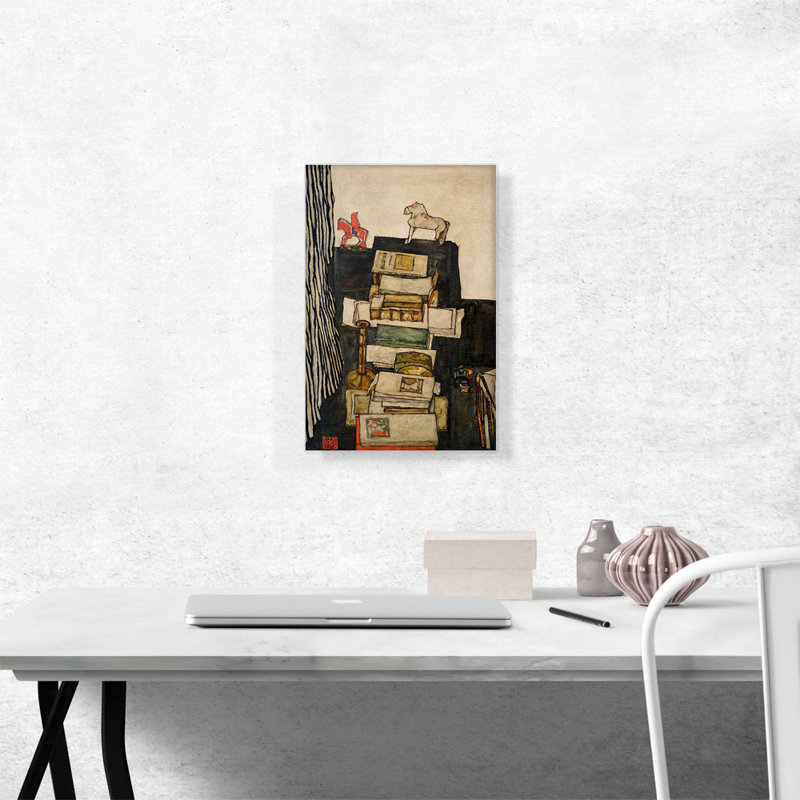 «Schiele's Desk» par Egon Schiele, reproduction d'art sur toile tendue, H 18 po x l 12 po x P 0,75 po