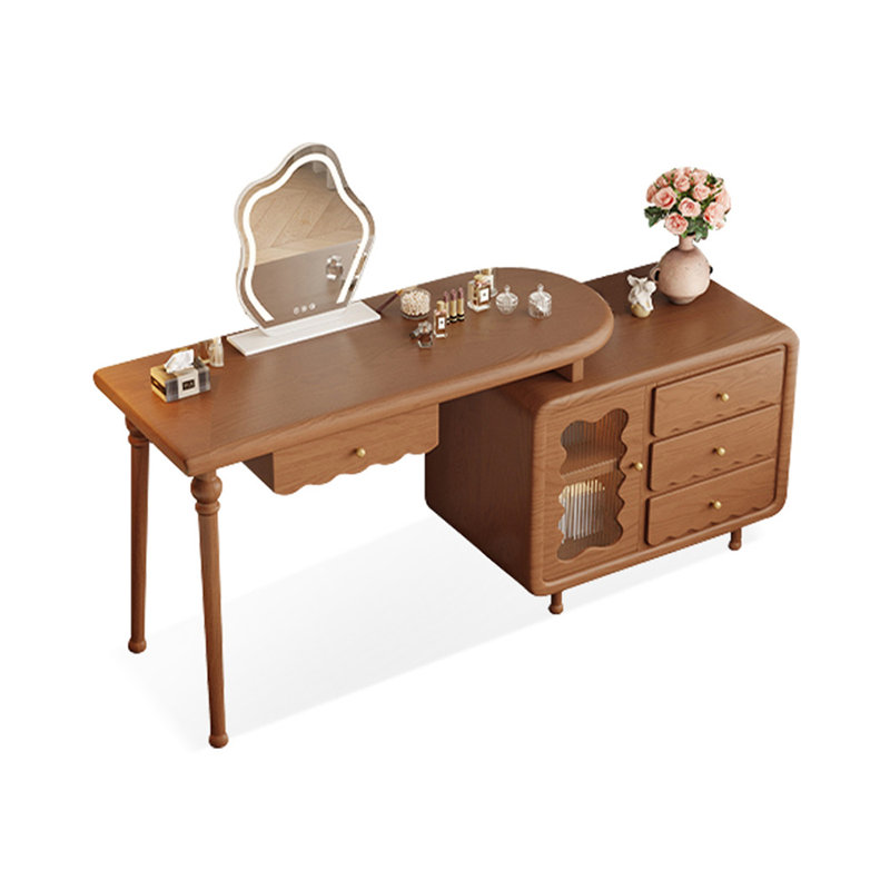 Coiffeuse de maquillage avec miroir lumineux, 4 tiroirs