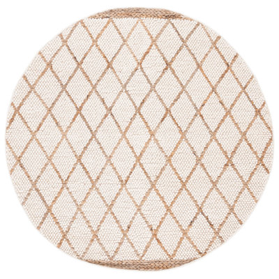 Natura Hand Woven Wool/Cotton Geometric Rug in Ivory/Natural