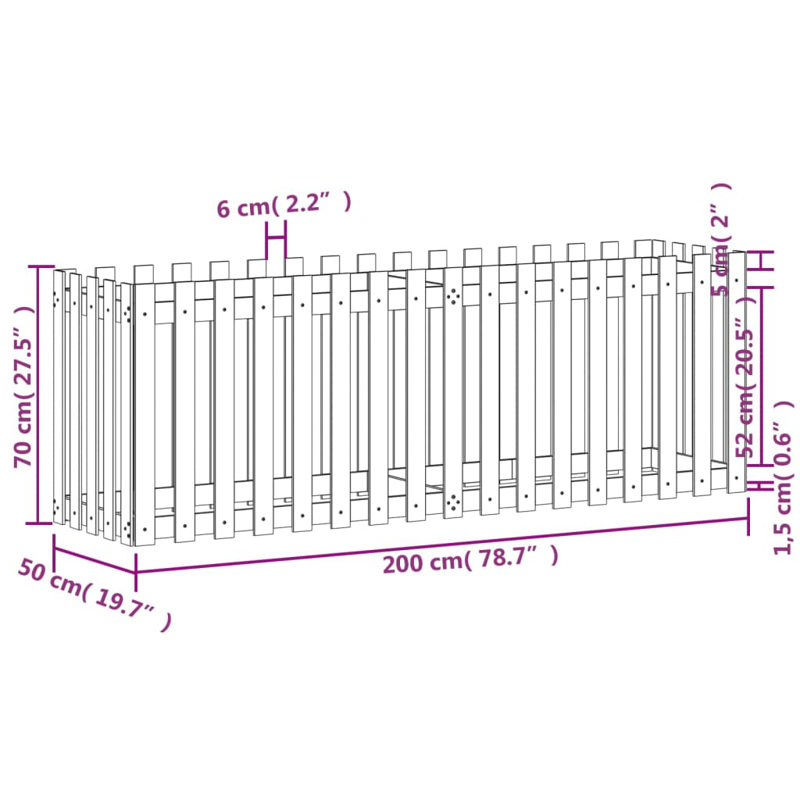 Washtenaw Wood Raised Garden Bed, Brown, 27.5" H x 78.7" W x 19.7" D