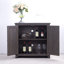 Élégant buffet avec 2 portes en miroir en acrylique et buffet avec rangement, armoire décorative en stratifié creux et support en bois aggloméré, tablette spacieuse réglable, salon, cuisine-1641340668