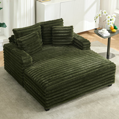 Méridienne surdimensionnée pour l'intérieur, canapé-lit rembourré moelleux en fausse fourrure de 53 pouces, canapé douillet pour salon, chambre à coucher (vert)