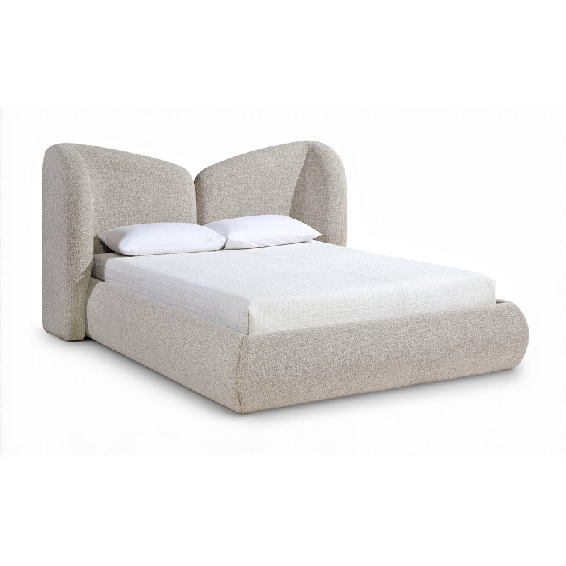 Elowen Chenille Fabric Upholstered Bed, Beige Chenille Fabric, King