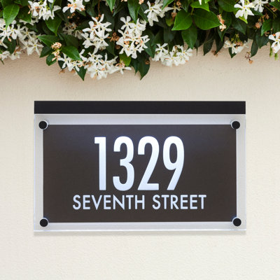 Metallic Crystal LED Lighted Futura Engraved 2-Line Address Sign