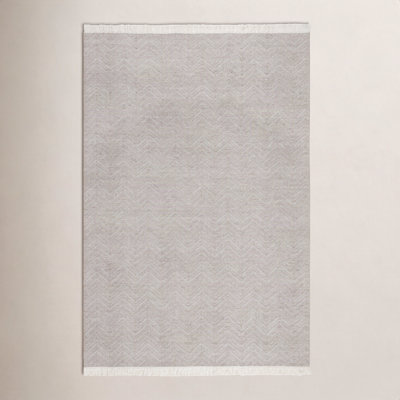 Gray Hand-Woven Chevron Rug
