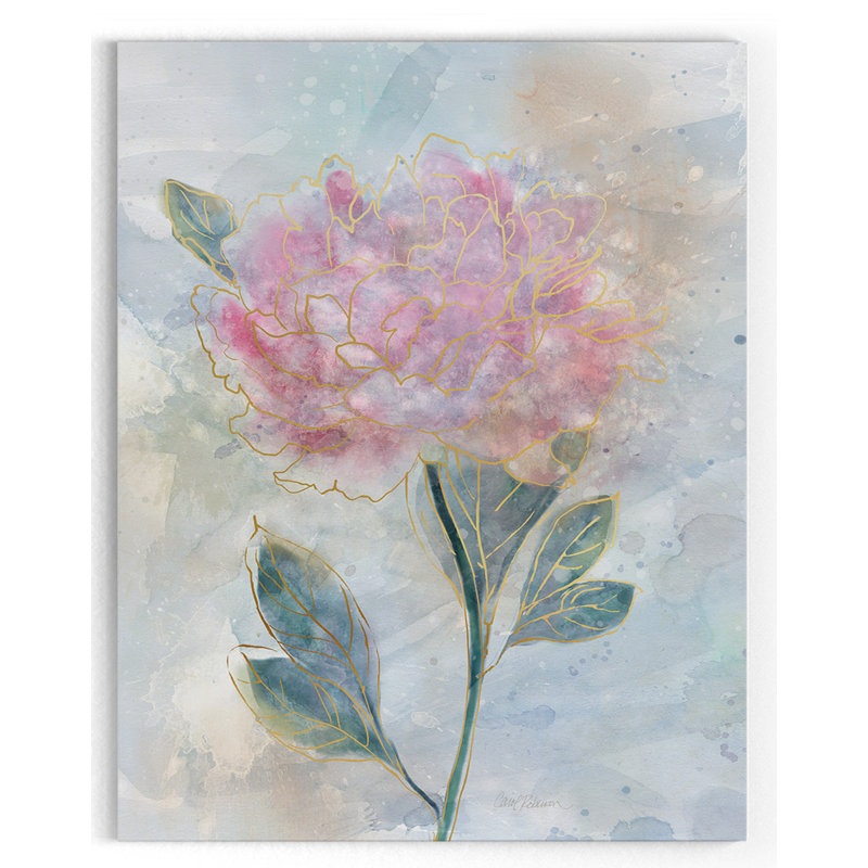 Vitrail pivoine - reproduction sur toile, H 16 po x l 20 po x P 1,5 po