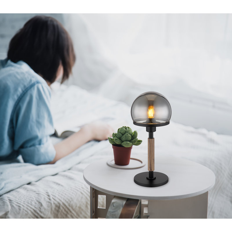 Baksi Metal Table Lamp, Silver Base/White Shade