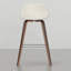 Tabourets de style Mid-Century moderne (de 2) - Siège rembourré crème, repose-pieds, pieds en placage brun, tabouret de comptoir / bar à assembler 2 repose-pieds indispensable au salon