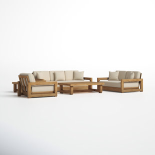 Sydney Husk Outdoor Wicker and Concealed Cushion 4 Pc. Swivel Sofa Group  with 44 x 24 in. Coffee Table