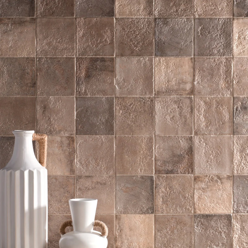 Navari 5X5 Textured Matte Ceramic Tile, Taupe