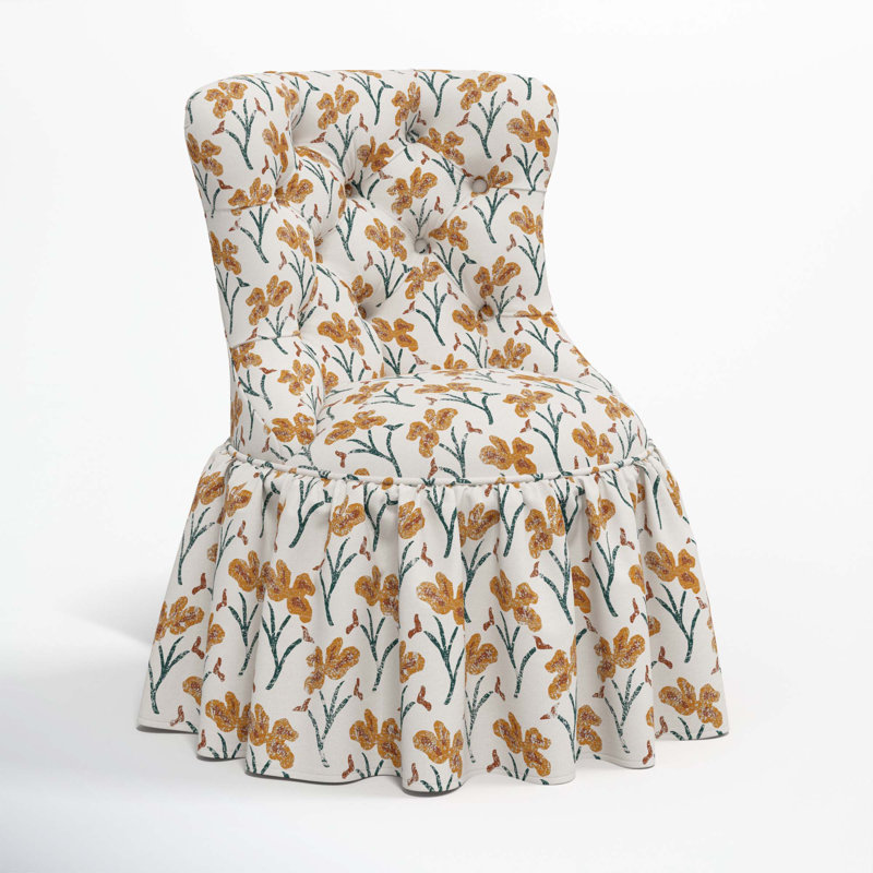 Chaise d'appoint rembourrée Minnie, Ocre et bleu sarcelle floral Vanves