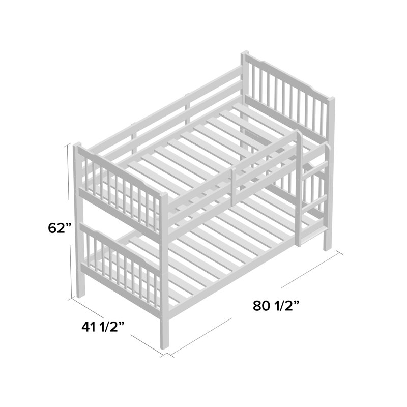 Mulli Kids Twin Over Twin Bunk Bed, Honey Pine