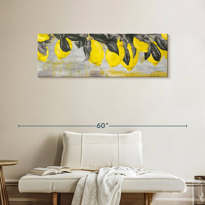 Citrons mûres sur toile, H 15 po x l 45 po x P 1,25 po