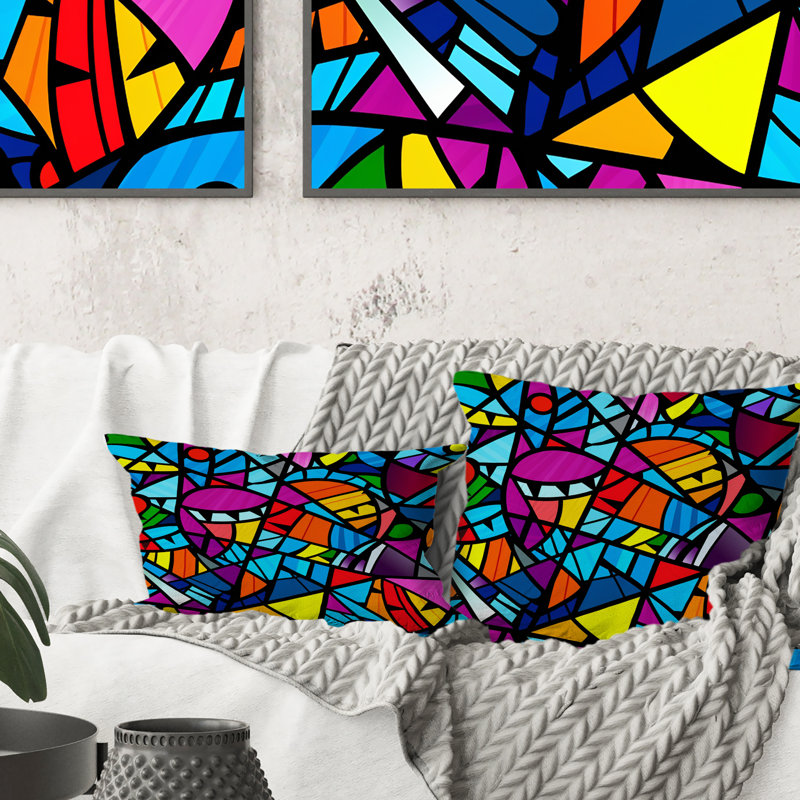 Colourful  Modern Mosaic IV - Modern Lumbar Pillow