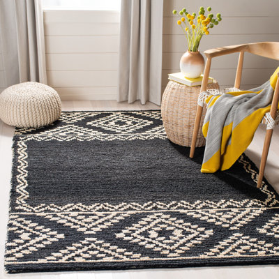 Sirois Natural Fiber Hand Woven Jute Geometric Rug