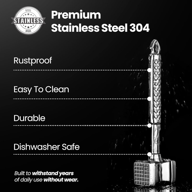 Gourmet Easy Stainless Steel Meat Tenderizer Hammer