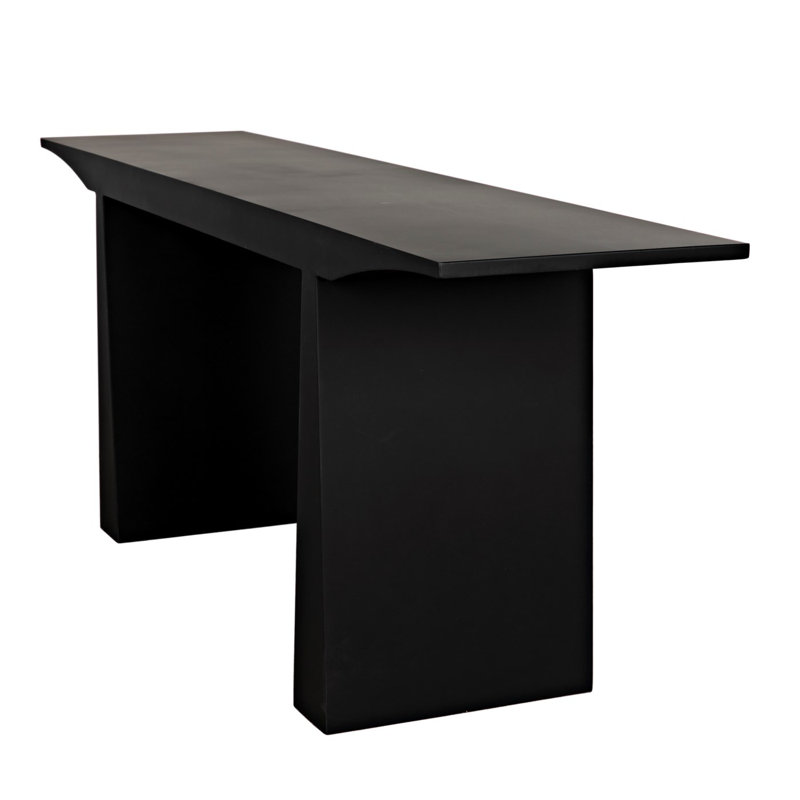 Black Metal and Wood 78'' Industrial Console Table