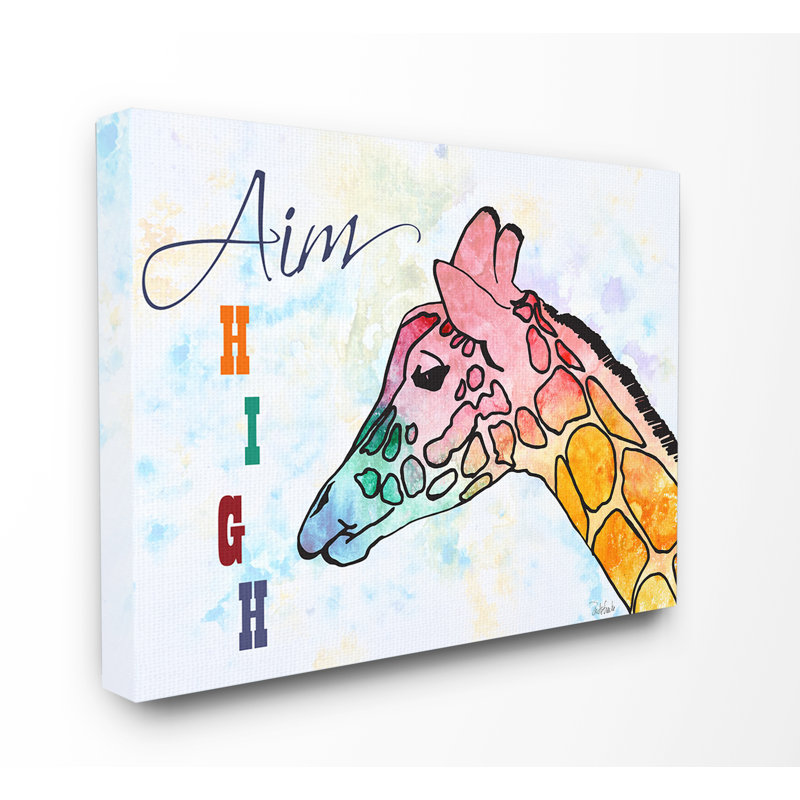 Art mural sur toile Gupton Watercolors Aim High Giraffe, H 24 po x l 30 po x P 1,5 po