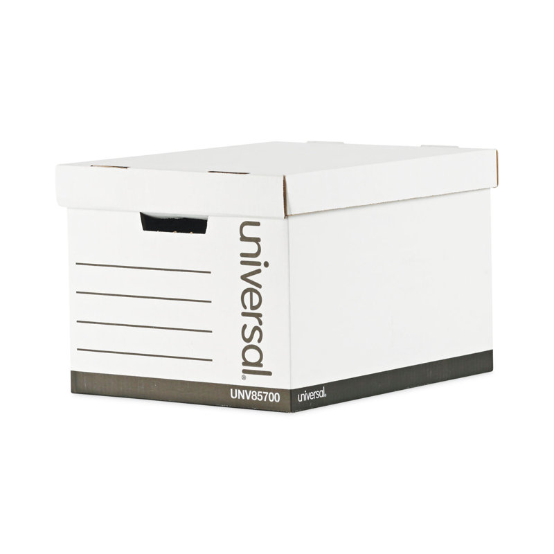 White Medium-Duty Paper Storage Box with Lift-Off Lid, 12-Pack
