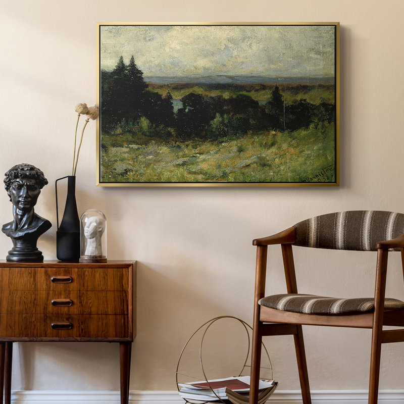 «Vintage Landscape - M III» sur toile, Toile avec cadre flottant or, H 25 po x l 37 po x P 2 po