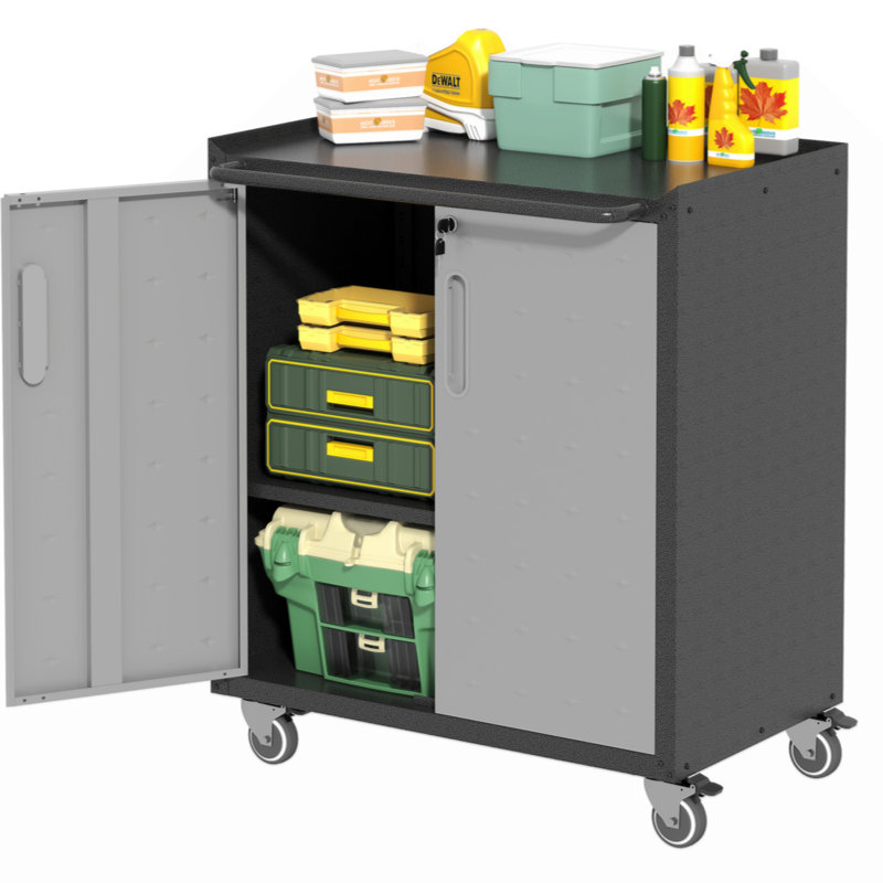 Heavy-Duty Metal Garage Storage Cabinet With Wheels - Sturdy And Durable Tool Storage Cabinet