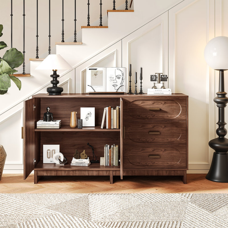 Buffet 47,2 "avec texture de grain ovale et style maison de campagne