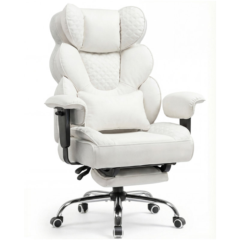 COMHOMA Adjustable Height PC & Racing Game Chair, White