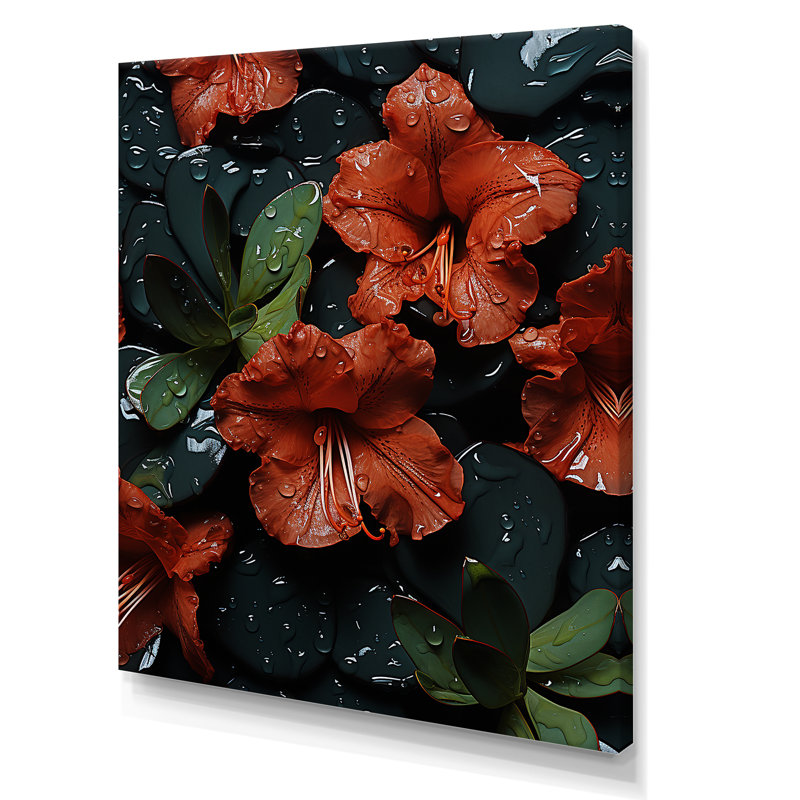 Singulier beauté des rhododendrons rouges - art mural rhododendron, Toile tendue, H 40 po x l 30 po x P 1,5 po