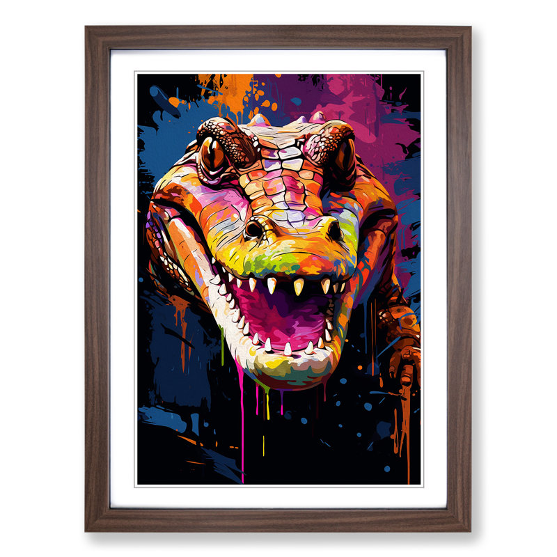 Alligator Pop - Framed Print, 64cm H x 46cm W x 2cm D, Walnut Framed
