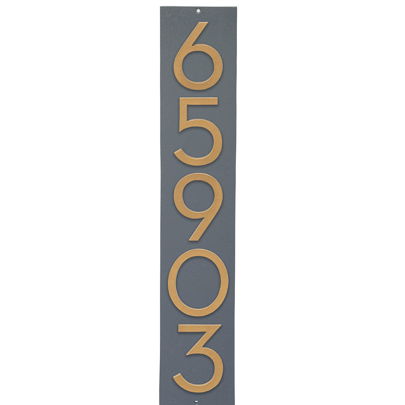 Plaque d'adresse verticale flottante 4 po (5 chiffres), Gris, Or, Oui