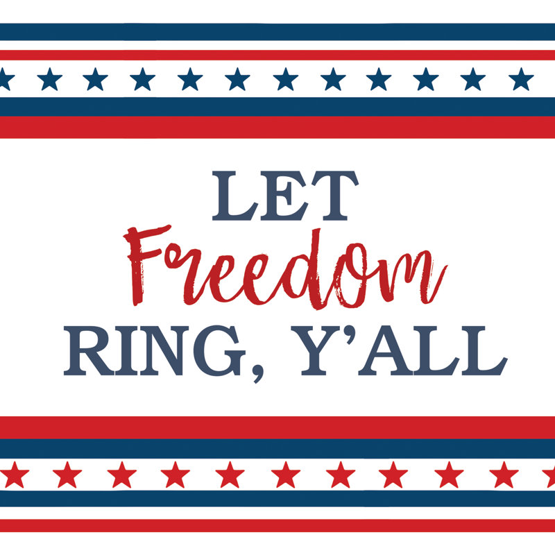 Let Freedom Ring Yall 2 - Wrapped Canvas Print, 30cm H x 30cm W x 3.8cm D