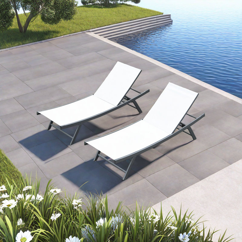 Chaise longue ergonomique en tissu Krishona, Gris