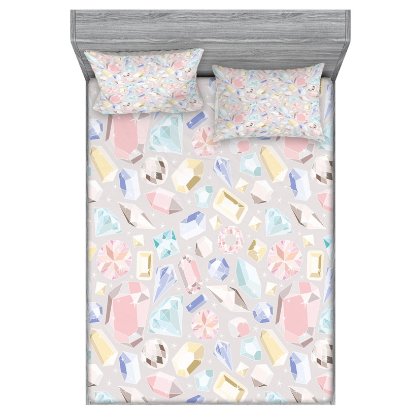 Microfiber Geometric Sheet Set, Full Sheet Set with Fitted Sheet