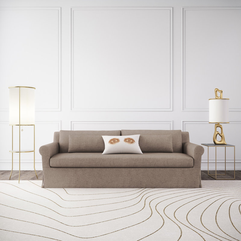 Canapé à accoudoirs arrondis Ludlow, Ponce de lin Box Weave, H 34 po x l 84 po x P 38 po, Ébène