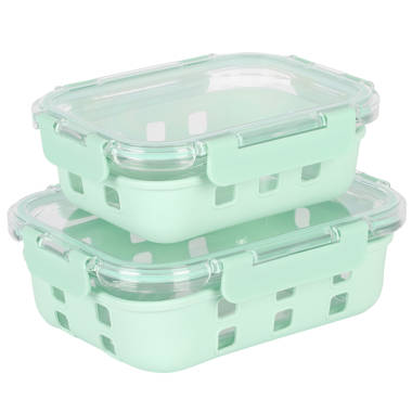 Martha Stewart Seavey 6 Piece 51.4 oz, 35.5 oz, 21.6 oz Square Storage  Borosilicate Glass Container Set w/PP Snap Martha Blue Lids