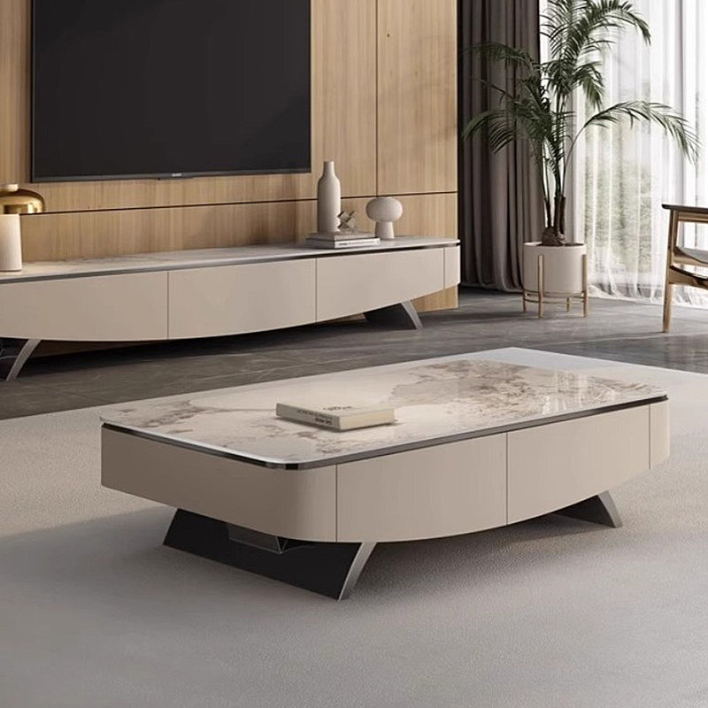 Table basse Modern, H 15,75 po x l 51,18 po x l 27,56 po, Argent argent