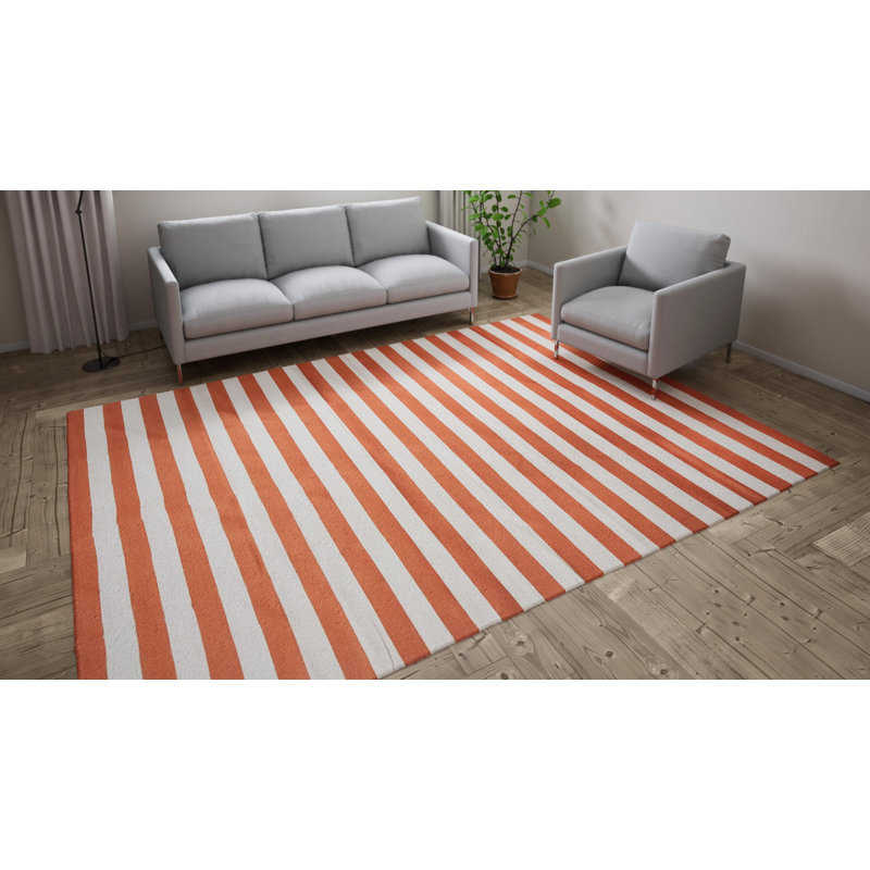 Orange Flatweave Cotton Rug - 8'10" x 11'10"