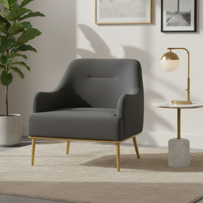 Upholstered Accent Chair, Armchair With Gold Metal Legs