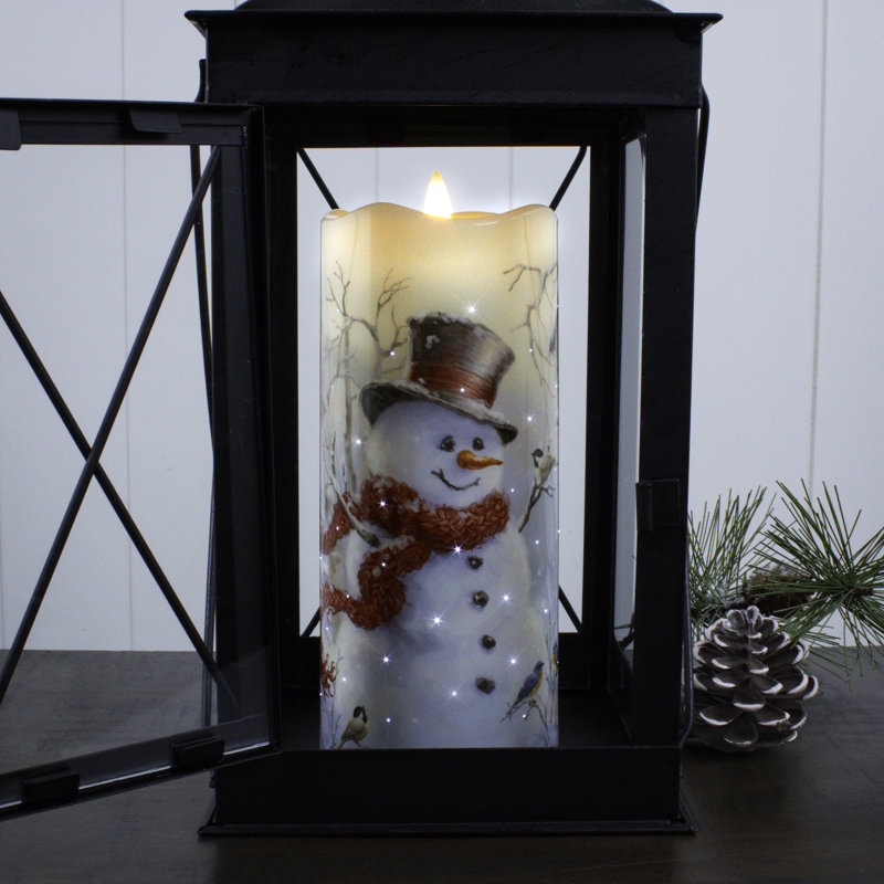 Bougie bonhomme de neige en fibre optique