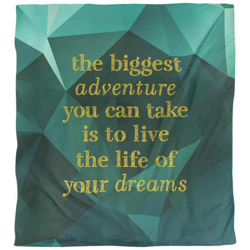 Housse de couette The Bigeste Adventure Quote, Housse de couette pour grand lit, Émeraude / doré