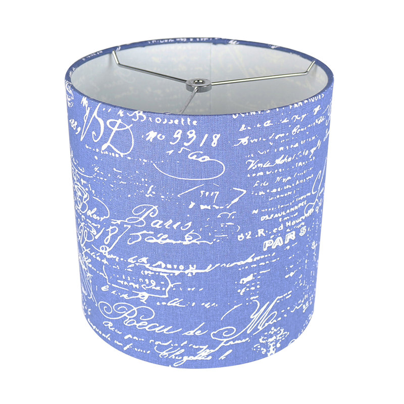 Abat-jour tambour en lin (Spider) en bleu, H 10 po x l 10 po x P 10 po