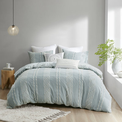 Full Cotton Duvet Cover, Diamond Print On And Machine Washable Fabric 3 Piece Bedding , With Ground Reversible Design Shams