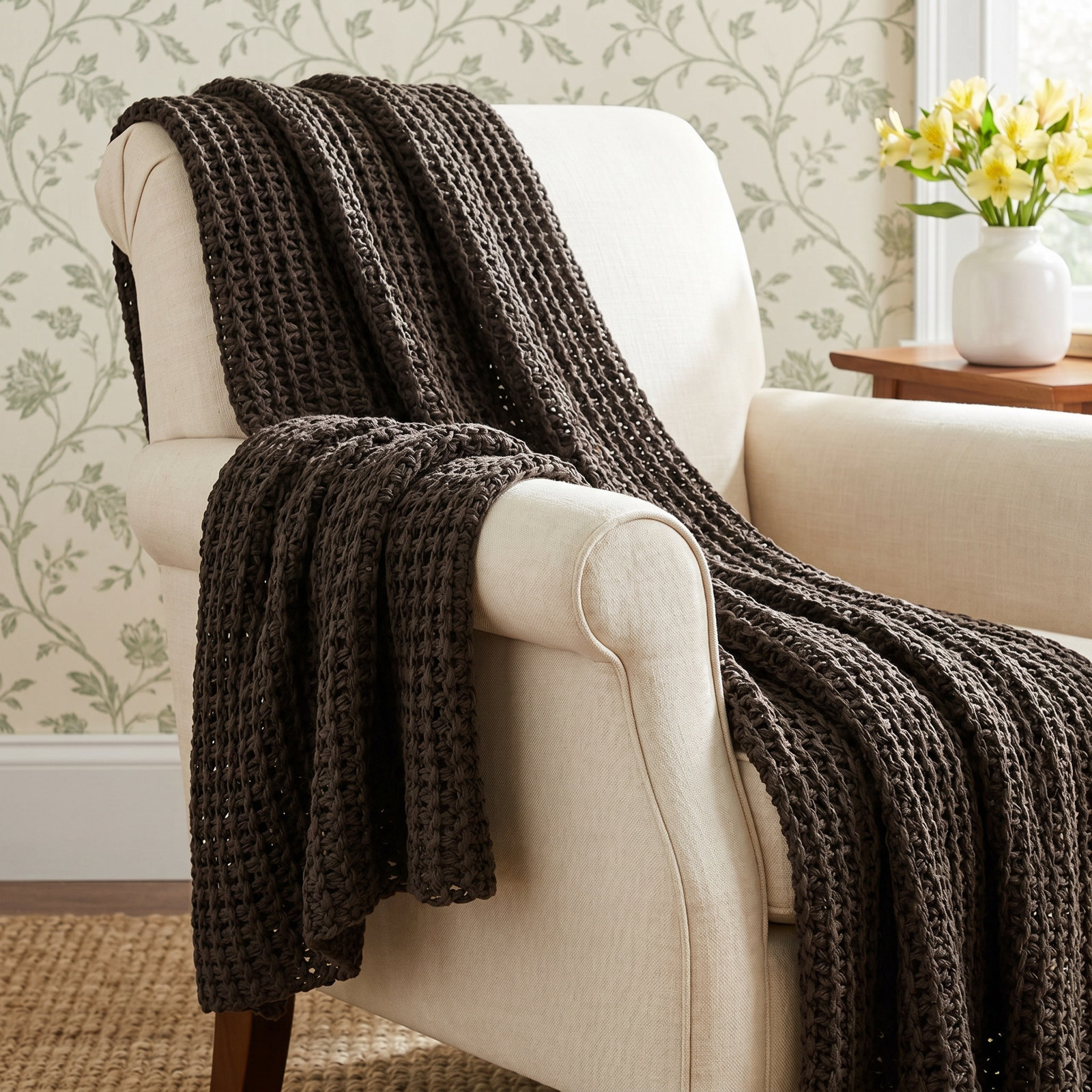 Leon Throw Blanket, Chocolate