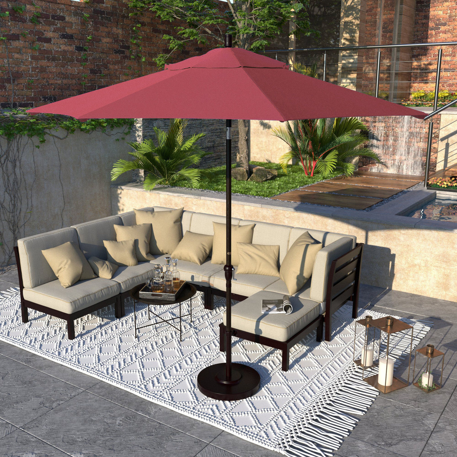 Camry 9' Sunbrella® Market Umbrella, Canvas Hot Pink Sunbrella® Canvas