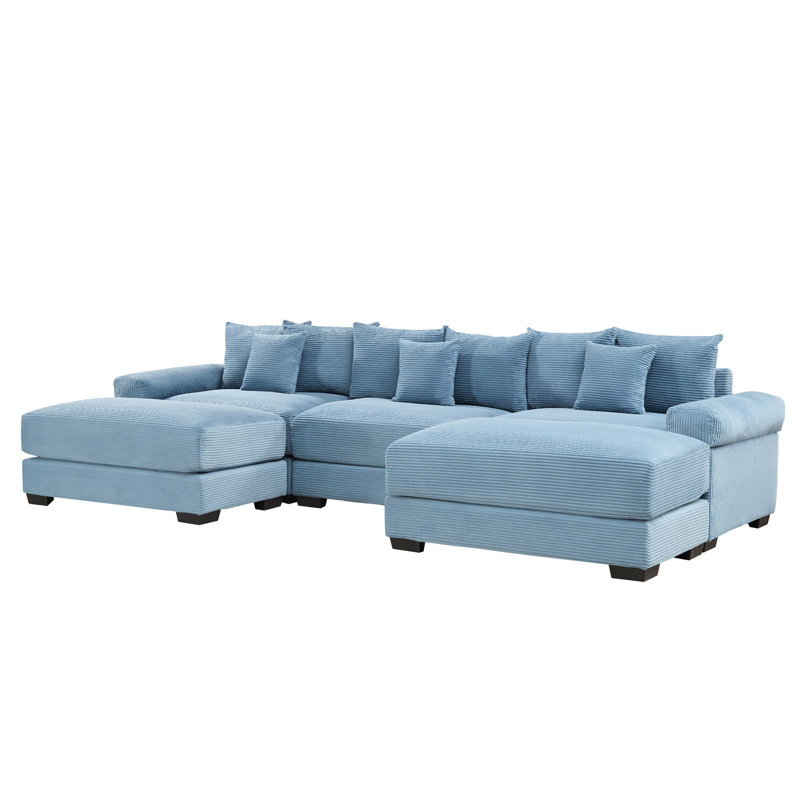 Canapé modulaire surdimensionné 130 po Cloud, Velours côtelé bleu