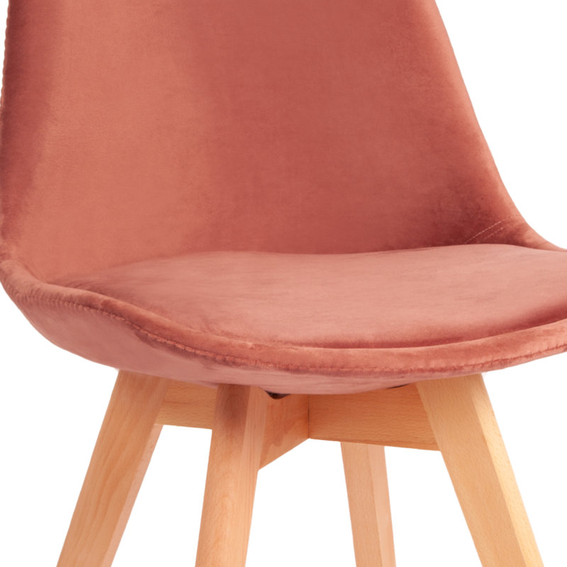 Abert 46cm H Velvet Upholstered Side Chair, Pink, 4
