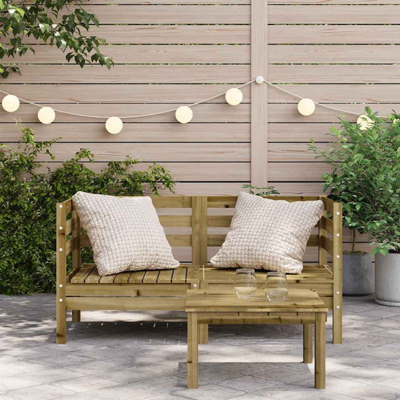 Fynn 63.5cm Wide Wood Patio Sectional, Dark Brown
