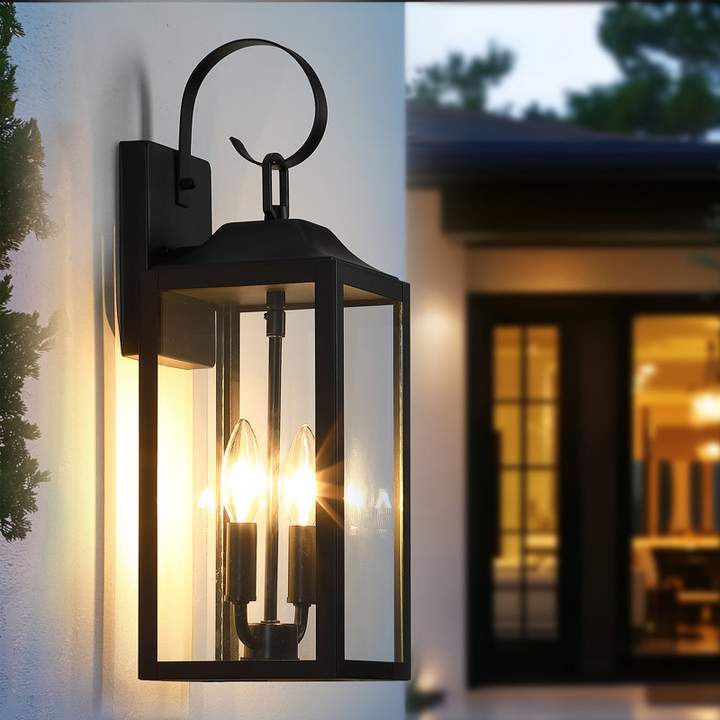 Applique murale d'extérieur 18 po 2 lumières, Noir satiné