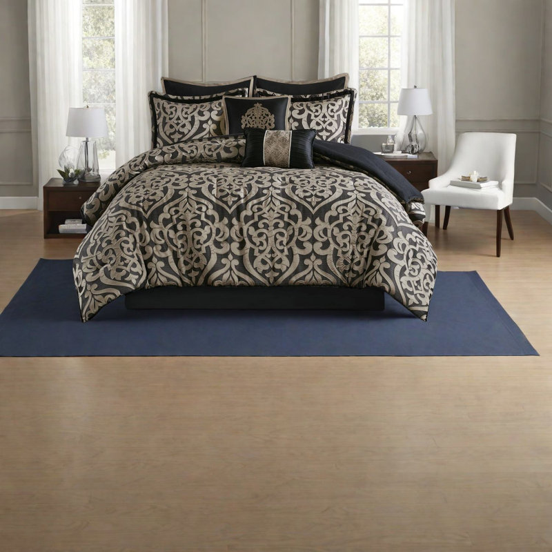 Elegant Queen Jacquard Bedding Sets, Polyester Comforter, Year-round Use